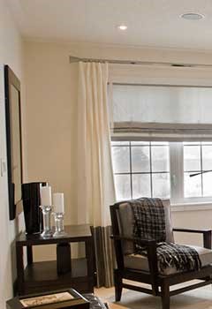 Motorized Roman Shades, Oceanside Bedroom