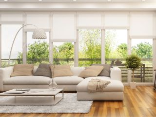 Cordless blinds and shades gracefully installed on a window, enhancing the room's aesthetic.