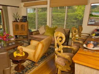 Elegant woven wood blinds installed on a living room window.